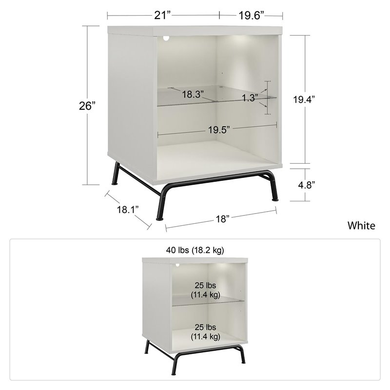 Ameriwood Home Melbourne End Table in White Cymax Business