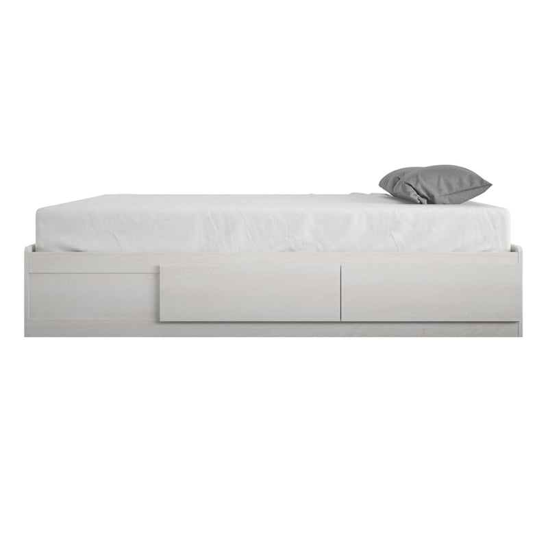 Ameriwood Home Full Platform Bed with Drawers in Ivory Oak