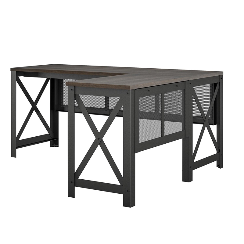 Ameriwood Home Hudson L Desk with Lift Top in Walnut
