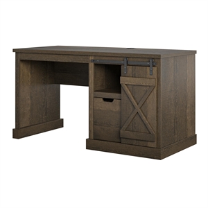 ameriwood home knox county single pedestal computer desk in brown oak