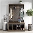 Ameriwood Home Knox County Entryway Bench with Hall Tree in Brown Oak