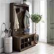 Ameriwood Home Knox County Entryway Bench with Hall Tree in Brown Oak