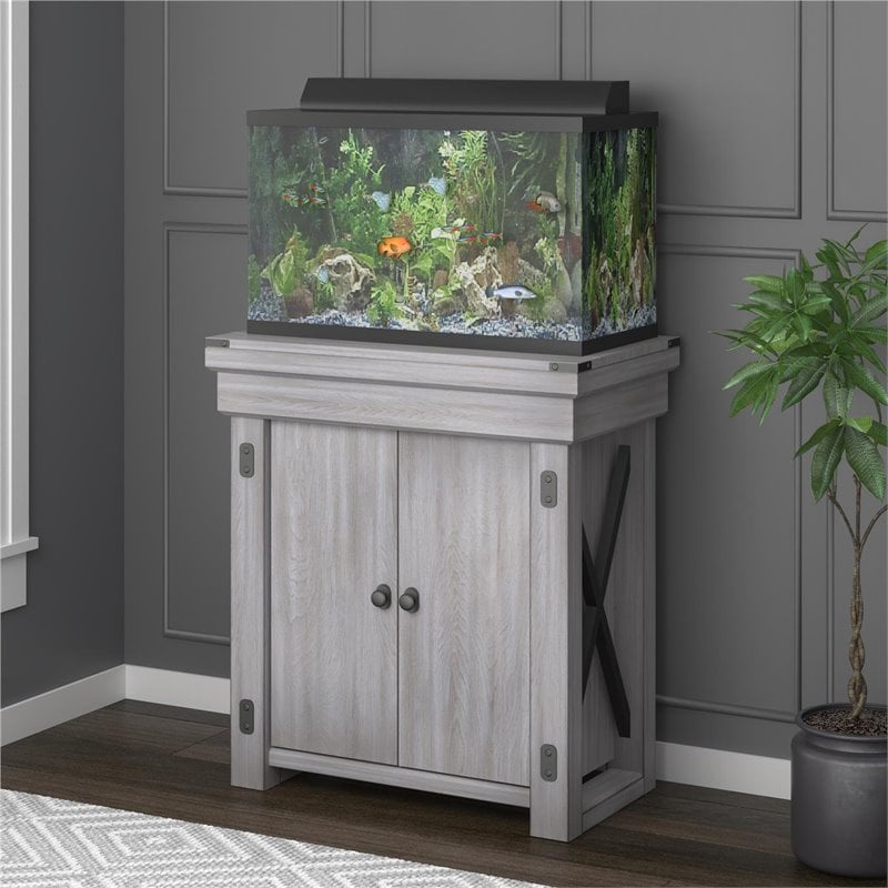 Flipper Wildwood 20 Gallon Aquarium Stand in Rustic White Cymax Business