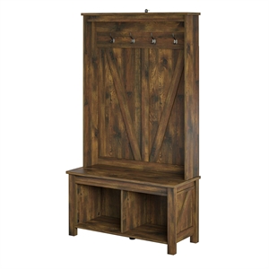 ameriwood home farmington entryway hall tree bench in weathered oak