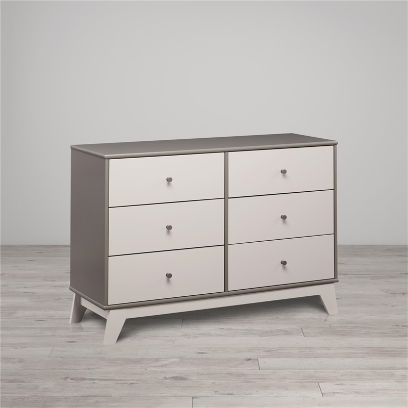 Little Seeds Rowan Valley Flint 6 Drawer Dresser in Two-Tone Gray
