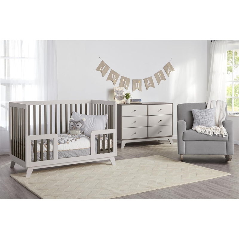 Little Seeds Rowan Valley Flint 6 Drawer Dresser in Two-Tone Gray