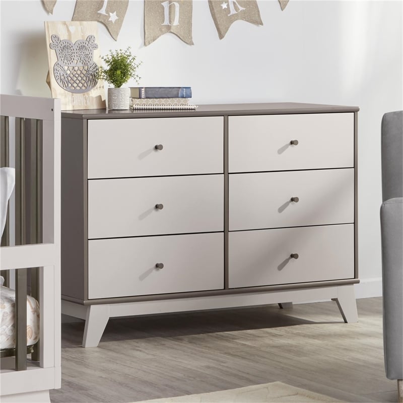 Little Seeds Rowan Valley Flint 6 Drawer Dresser in Two-Tone Gray