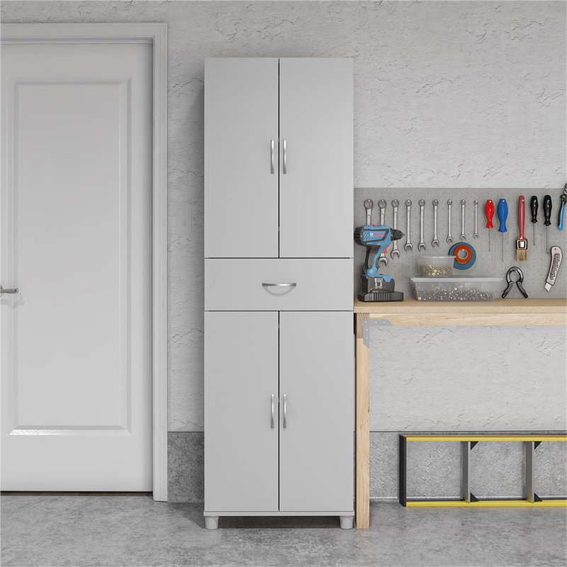 SystemBuild Lonn Storage Cabinet with Drawer in Dove Gray