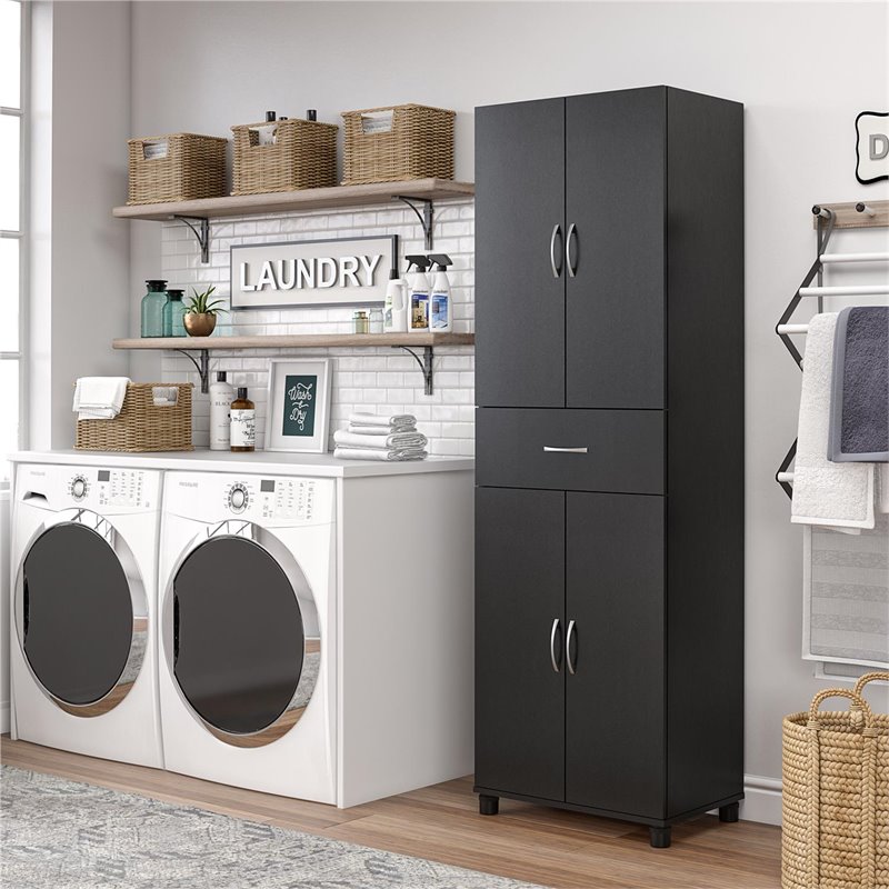 SystemBuild Lonn Storage Cabinet with Drawer in Black