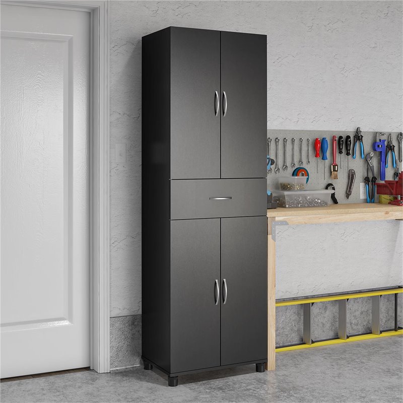 SystemBuild Lonn Storage Cabinet with Drawer in Black