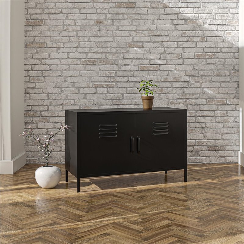 SystemBuild Bonanza 2 Door Metal Locker Accent Cabinet in Black