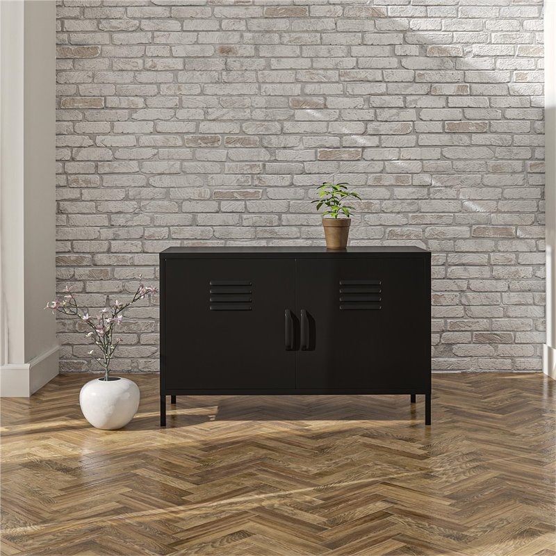 SystemBuild Bonanza 2 Door Metal Locker Accent Cabinet in Black