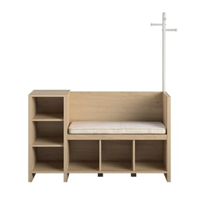 ameriwood home nathan storage bench and coat rack in blonde oak