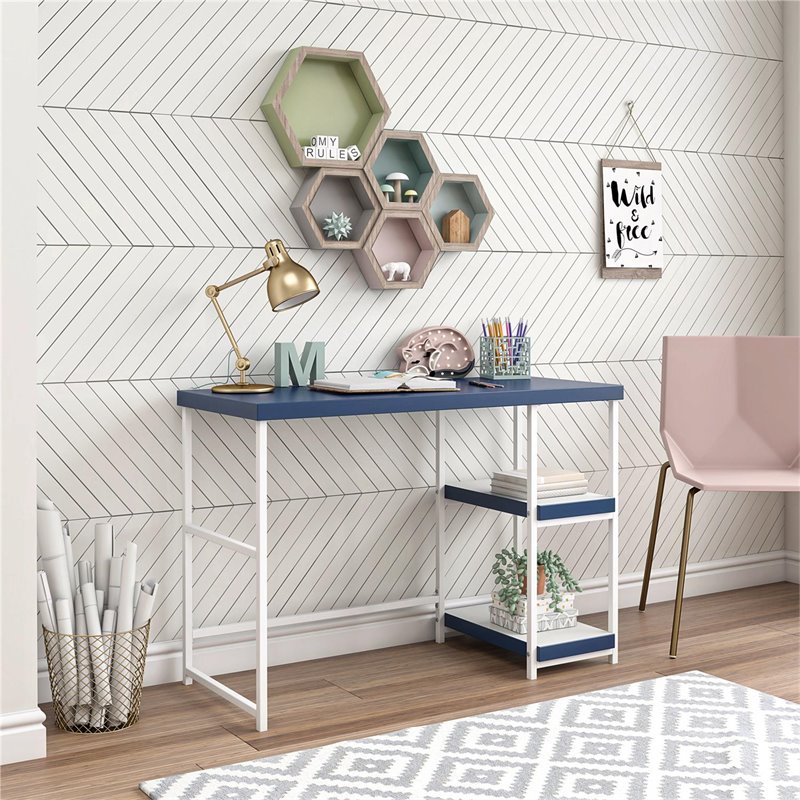 Ameriwood Home Vivian Desk with Reversible Shelves in Navy
