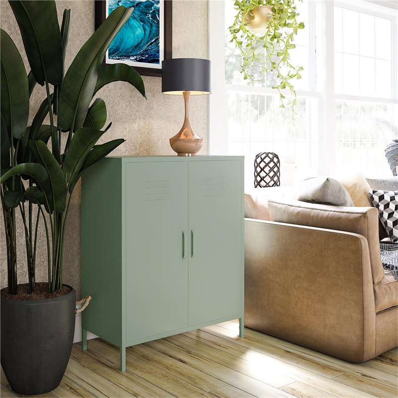 SystemBuild Bonanza 2-Door Metal Locker Storage Cabinet in Pale Green