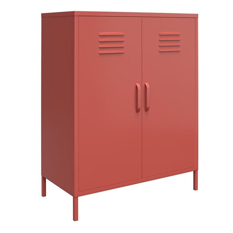 SystemBuild Bonanza 2 Door Metal Locker Storage Cabinet in Terracotta