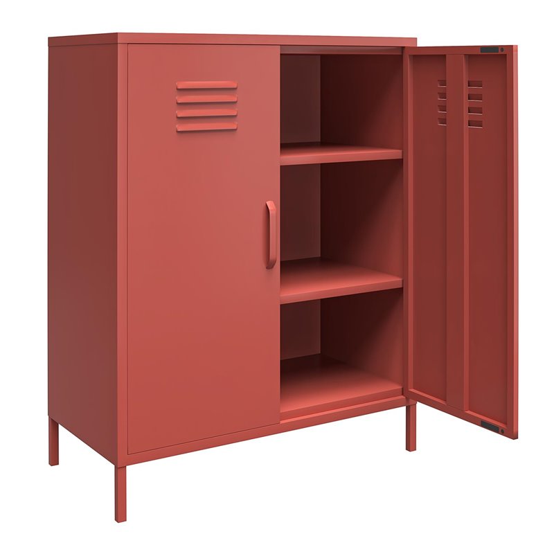 SystemBuild Bonanza 2 Door Metal Locker Storage Cabinet in Terracotta