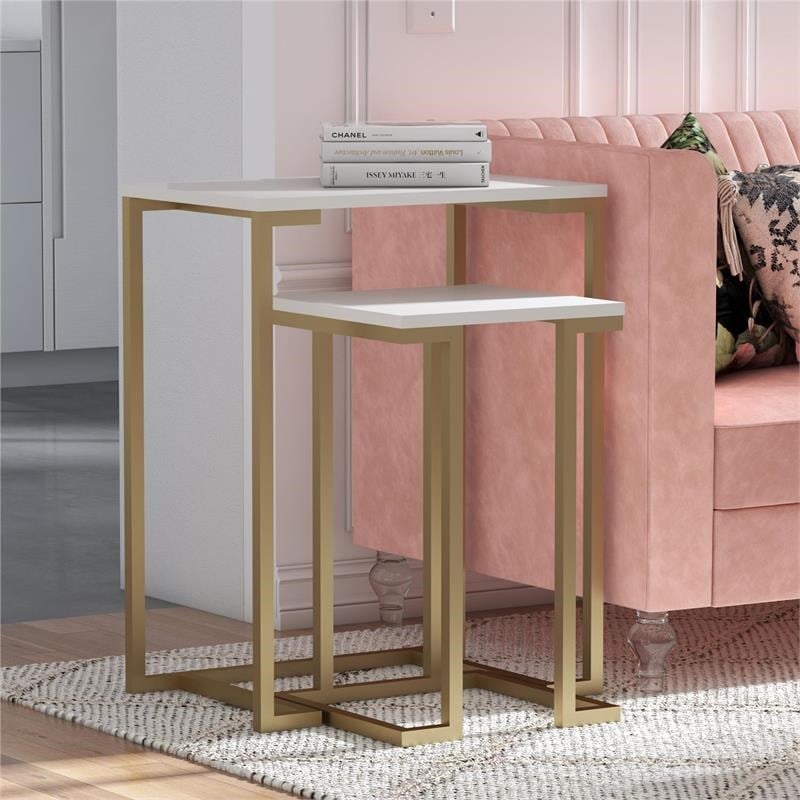 CosmoLiving by Cosmopolitan Camila Nesting Tables/Laptop Desk in White