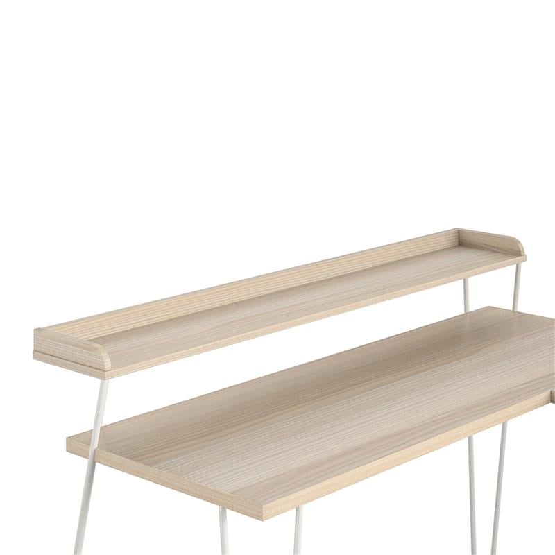 Ameriwood Home Haven L Desk with Riser in Natural/White