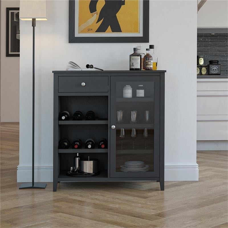 Ameriwood Home Tuxedo Bar Cabinet in Black