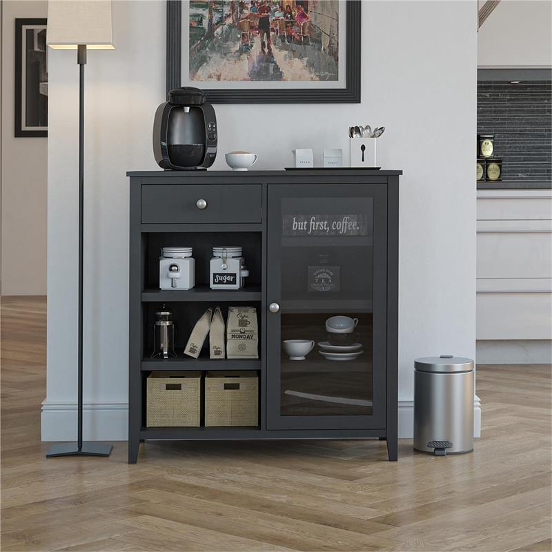 Ameriwood Home Tuxedo Bar Cabinet in Black
