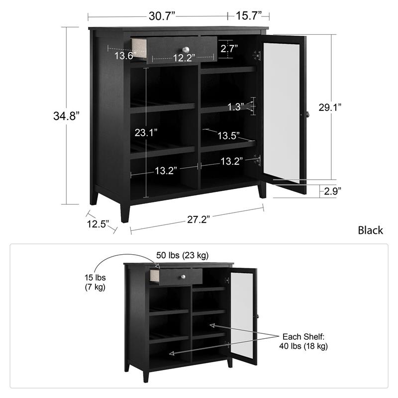 Ameriwood Home Tuxedo Bar Cabinet in Black