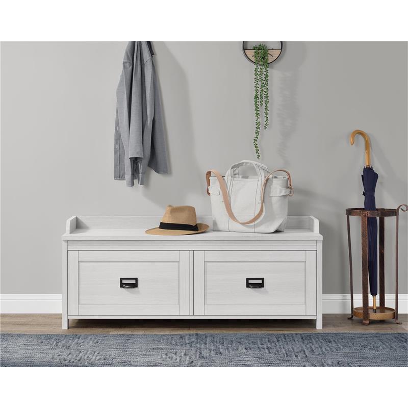 SystemBuild Farmington Entryway Storage Bench in Ivory Pine | Cymax ...