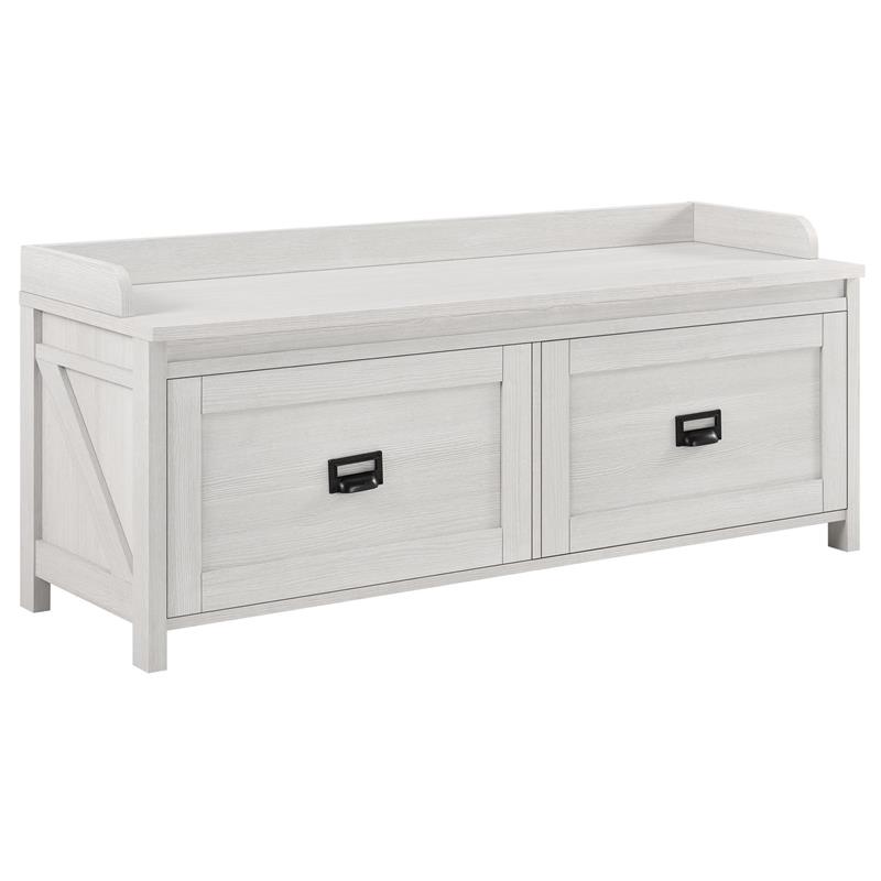 SystemBuild Farmington Entryway Storage Bench in Ivory Pine | Cymax ...