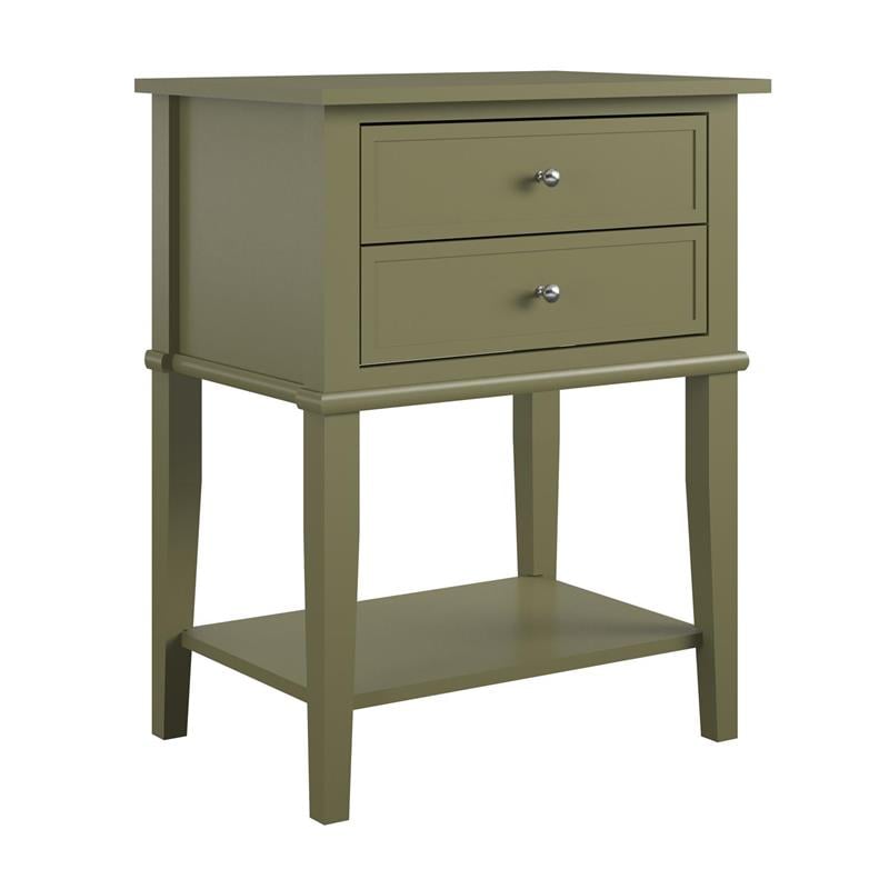 Ameriwood Home Franklin Accent Table with 2 Drawers in Olive Green