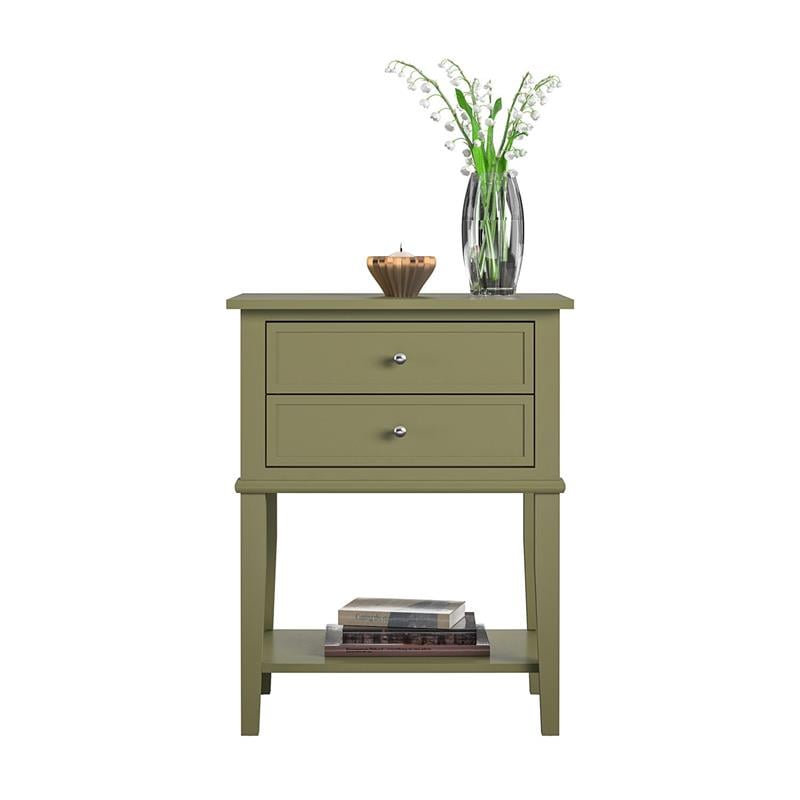 Ameriwood Home Franklin Accent Table with 2 Drawers in Olive Green