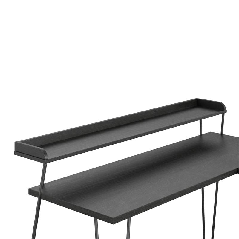 Ameriwood Home Haven L Desk with Riser in Black Oak