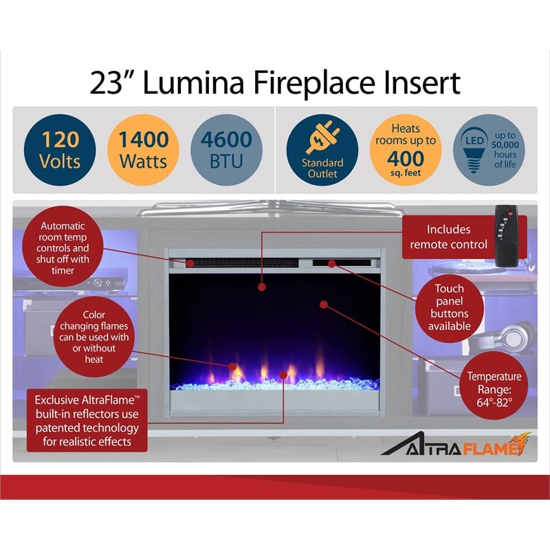 Ameriwood Home Lumina Deluxe Fireplace TV Stand for TVs up to 70