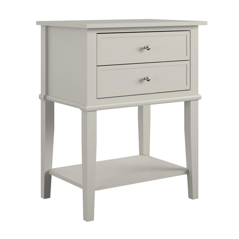 Ameriwood Home Franklin Wooden Accent Table with 2 Drawers in Taupe