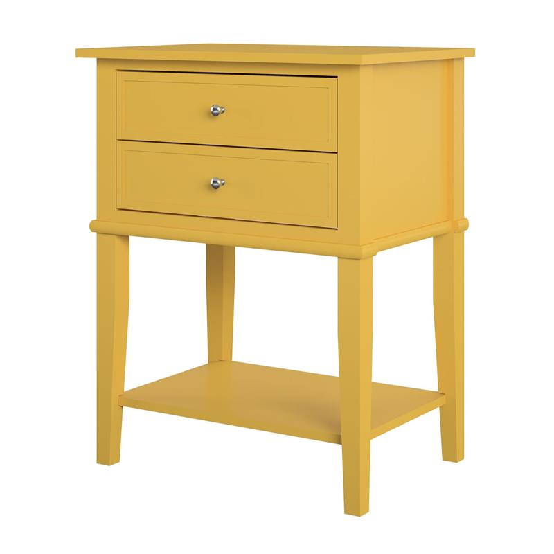 Ameriwood Home Franklin Accent Table with 2 Drawers in Mustard Yellow