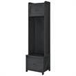 SystemBuild Farmington Entryway Hall Tree with Storage Bench in Black Oak