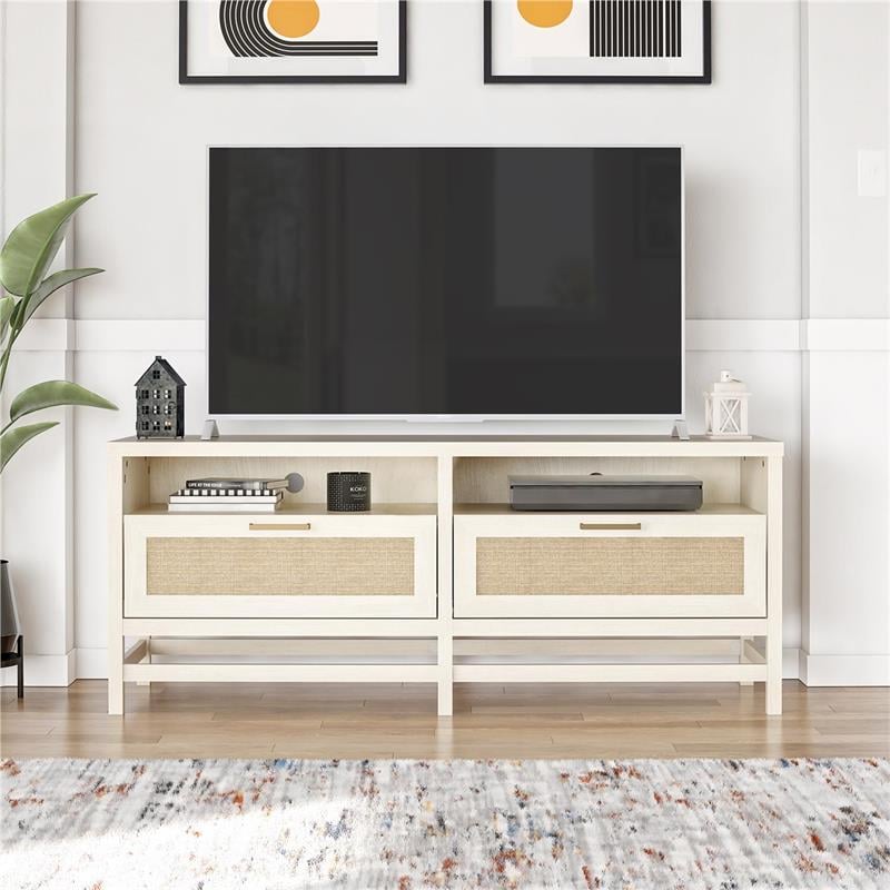 Ameriwood Home Lennon TV Stand for TVs up to 60 in Ivory Oak