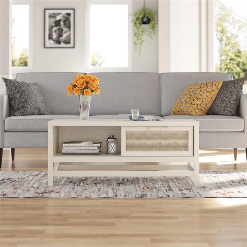 Ameriwood Home Lennon Coffee Table in Ivory Oak