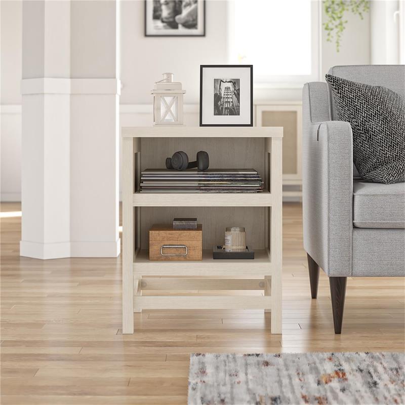 Ameriwood Home Lennon Laminated Engineered Wood End Table in Ivory Oak