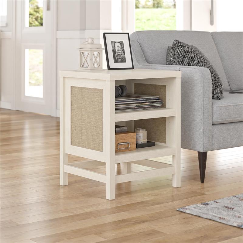 Ameriwood Home Lennon Laminated Engineered Wood End Table in Ivory Oak