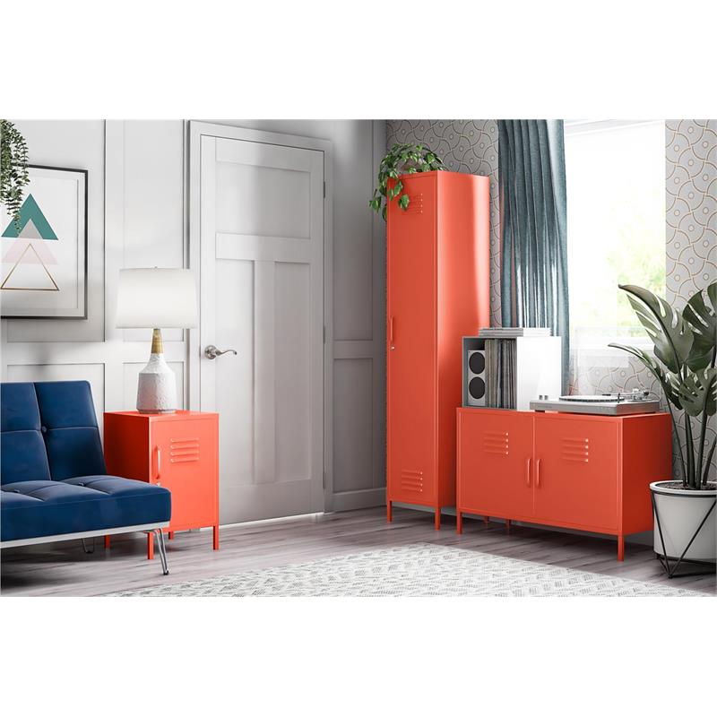 Novogratz Cache 2 Door Metal Locker Storage Cabinet in Orange