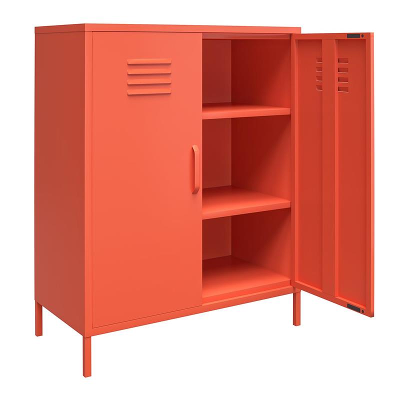 Novogratz Cache 2 Door Metal Locker Storage Cabinet in Orange