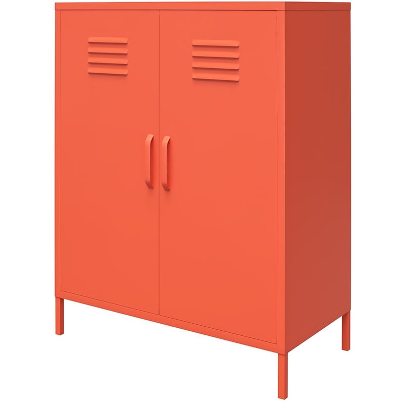 Novogratz Cache 2 Door Metal Locker Storage Cabinet in Orange ...