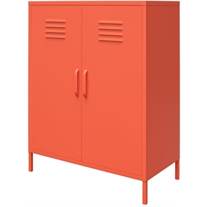 novogratz cache 2 door metal locker storage cabinet in orange