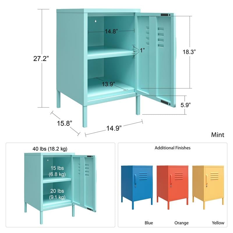 Novogratz Cache Metal Locker End Table in Yellow