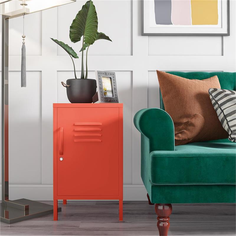 Novogratz Cache Metal Locker End Table in Orange