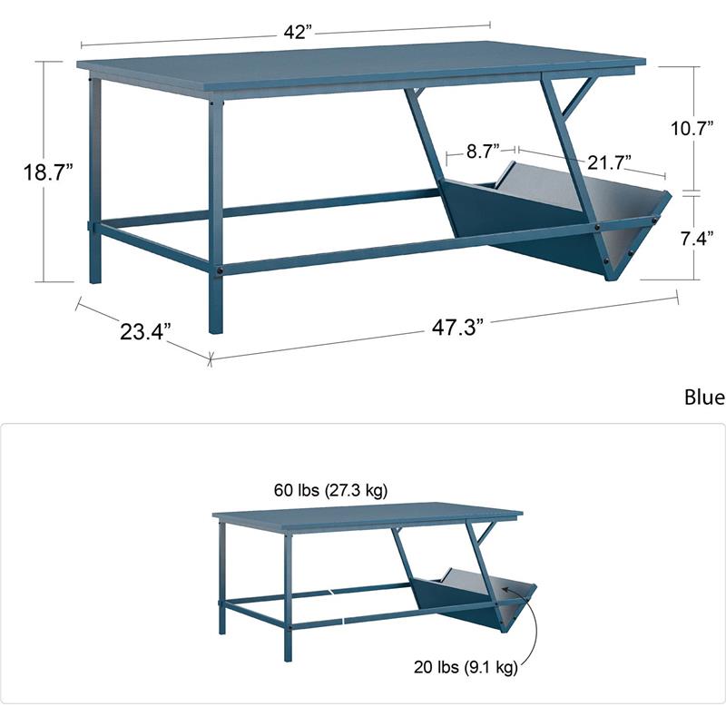 Novogratz Regal Coffee Table in Blue