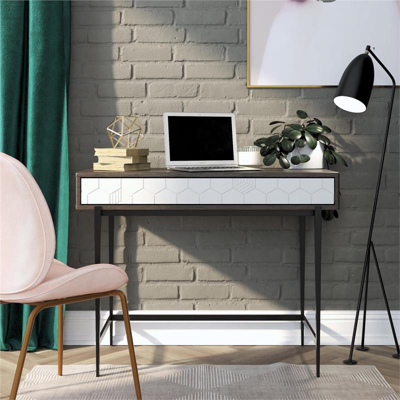 CosmoLiving by Cosmopolitan Olivia Computer Desk in Gray Oak