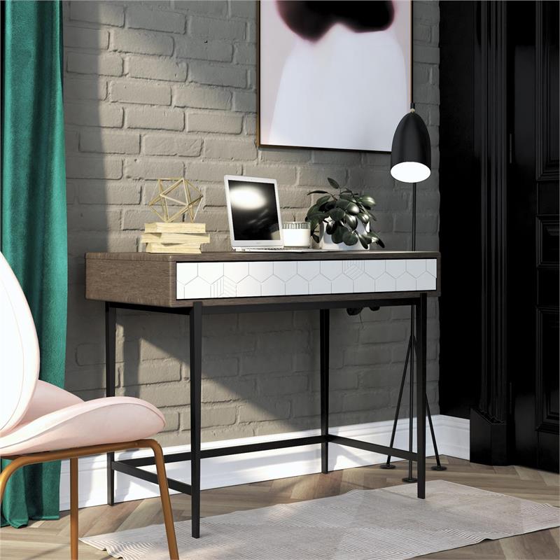 CosmoLiving by Cosmopolitan Olivia Computer Desk in Gray Oak