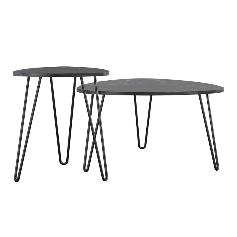Novogratz Athena Nesting Tables in Black Marble