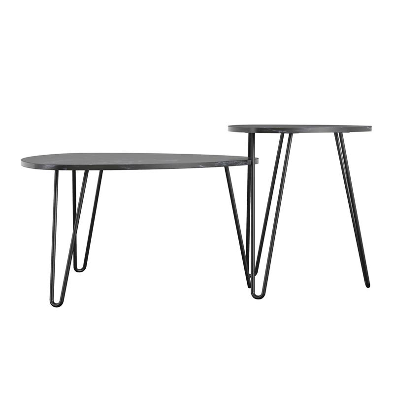 Novogratz Athena Nesting Tables in Black Marble